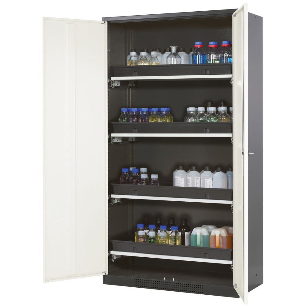 Immagine del prodotto: Armadio per prodotti chimici e velenosi asecos ® con ripiani estraibili, AxLxP 1.950 x 1.055 x 520 mm, bianco puro