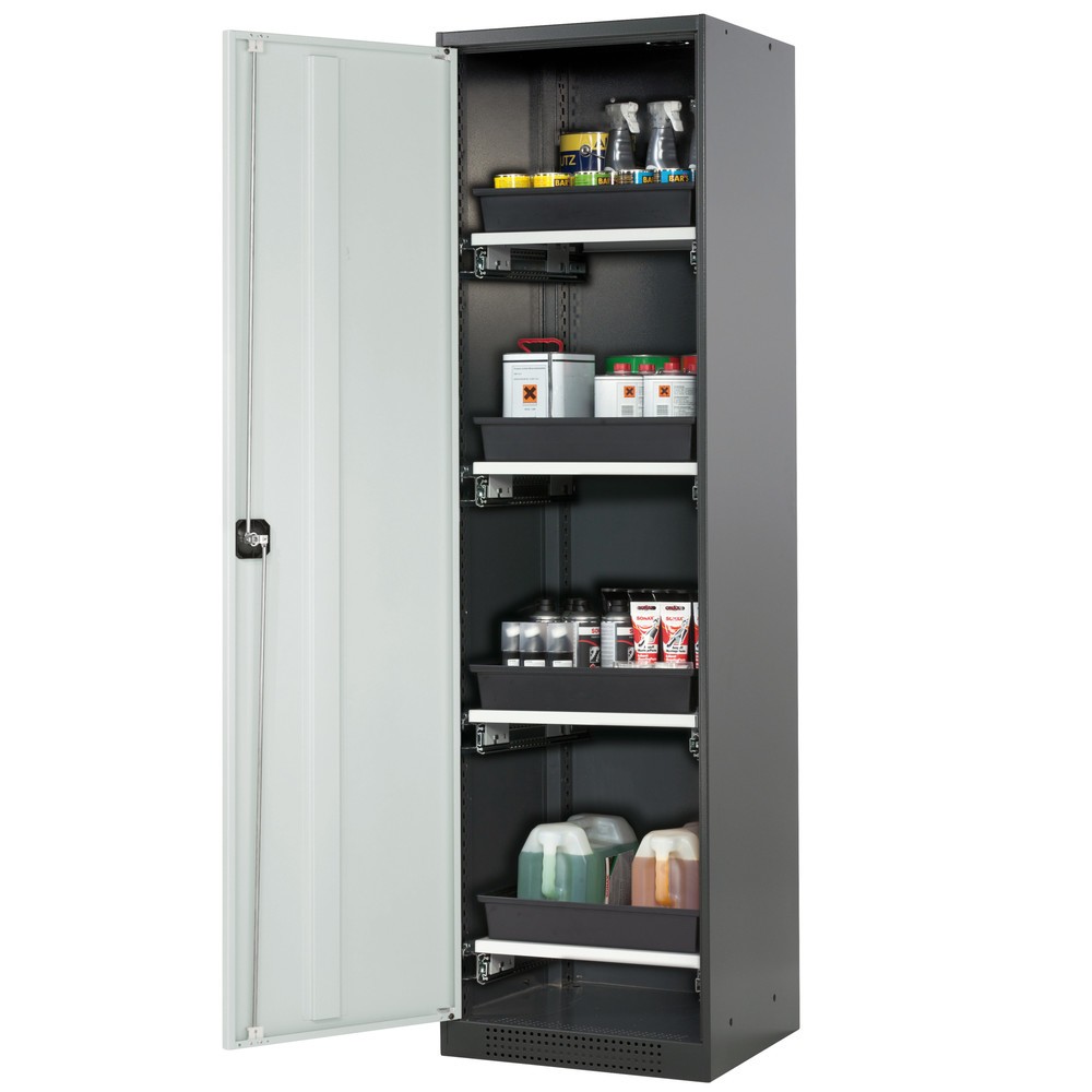 Immagine del prodotto: Armadio per prodotti chimici e velenosi asecos® con ripiani estraibili, AxLxP 1.950 x 545 x 520 mm, grigio chiaro