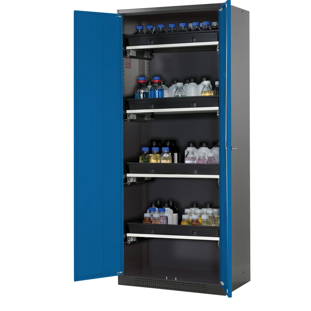 Immagine del prodotto: Armadio per prodotti chimici e velenosi asecos ® con ripiani estraibili, AxLxP 1.950 x 810 x 520 mm, Blu genziana