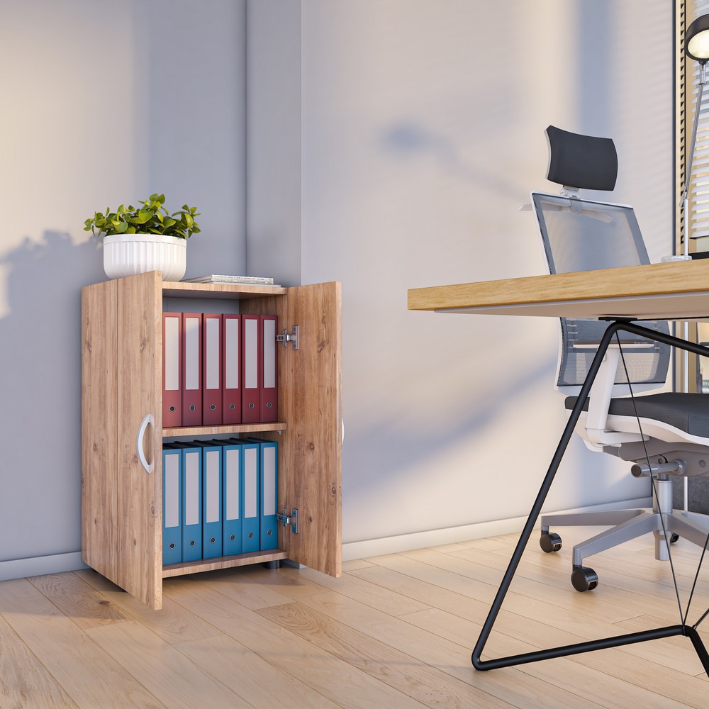 Immagine del prodotto n. 3: Armadio VCM da ufficio Ulas a 2 scomparti, rovere miele