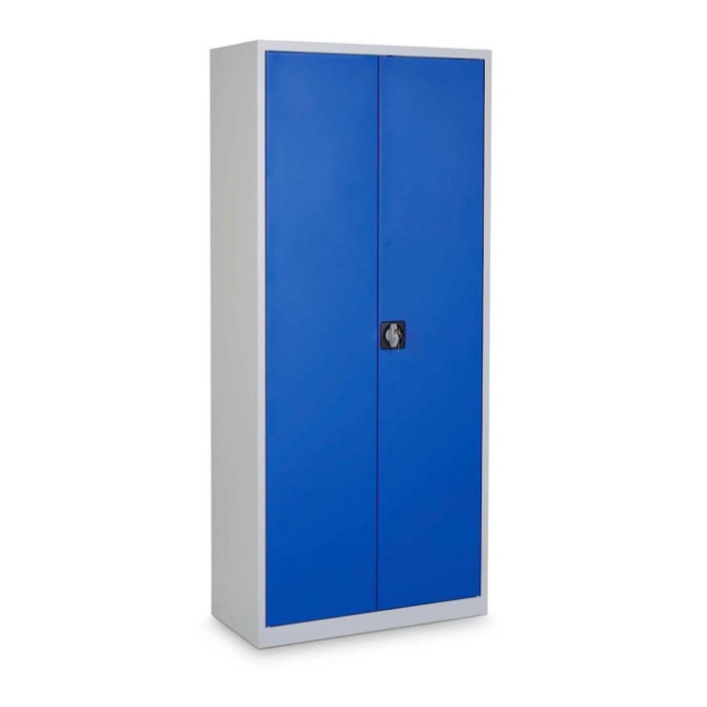 Immagine del prodotto: Armadio universale HEMMDAL HUS-1, serratura a blocchetto con spagnoletta, 4,5 ripiani per raccoglitori, AxLxP 1.800 x 800 x 380 mm, ripiani zincati, grigio chiaro/blu genziana
