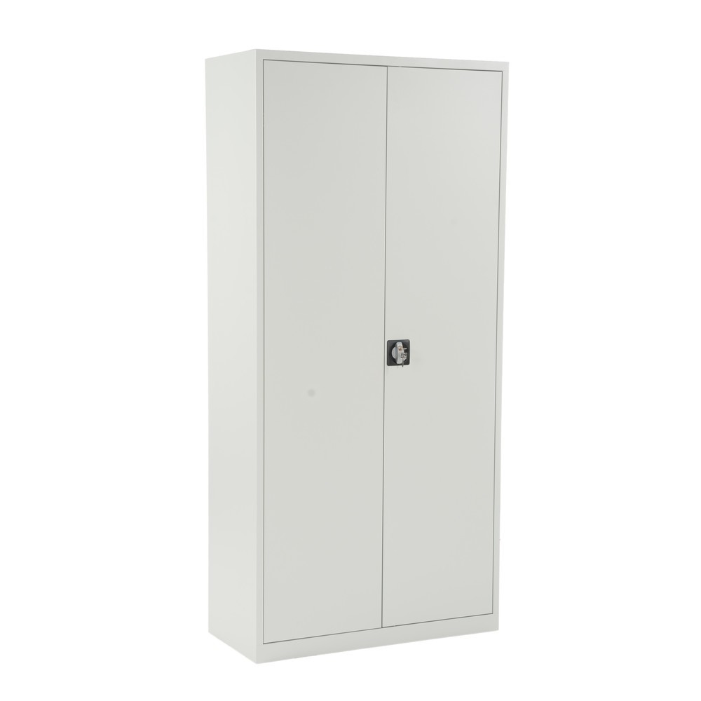 Immagine del prodotto: Armadio universale HEMMDAL HUS-1, serratura a blocchetto con spagnoletta, 4,5 ripiani per raccoglitori, AxLxP 1.800 x 800 x 380 mm, ripiani zincati, grigio chiaro
