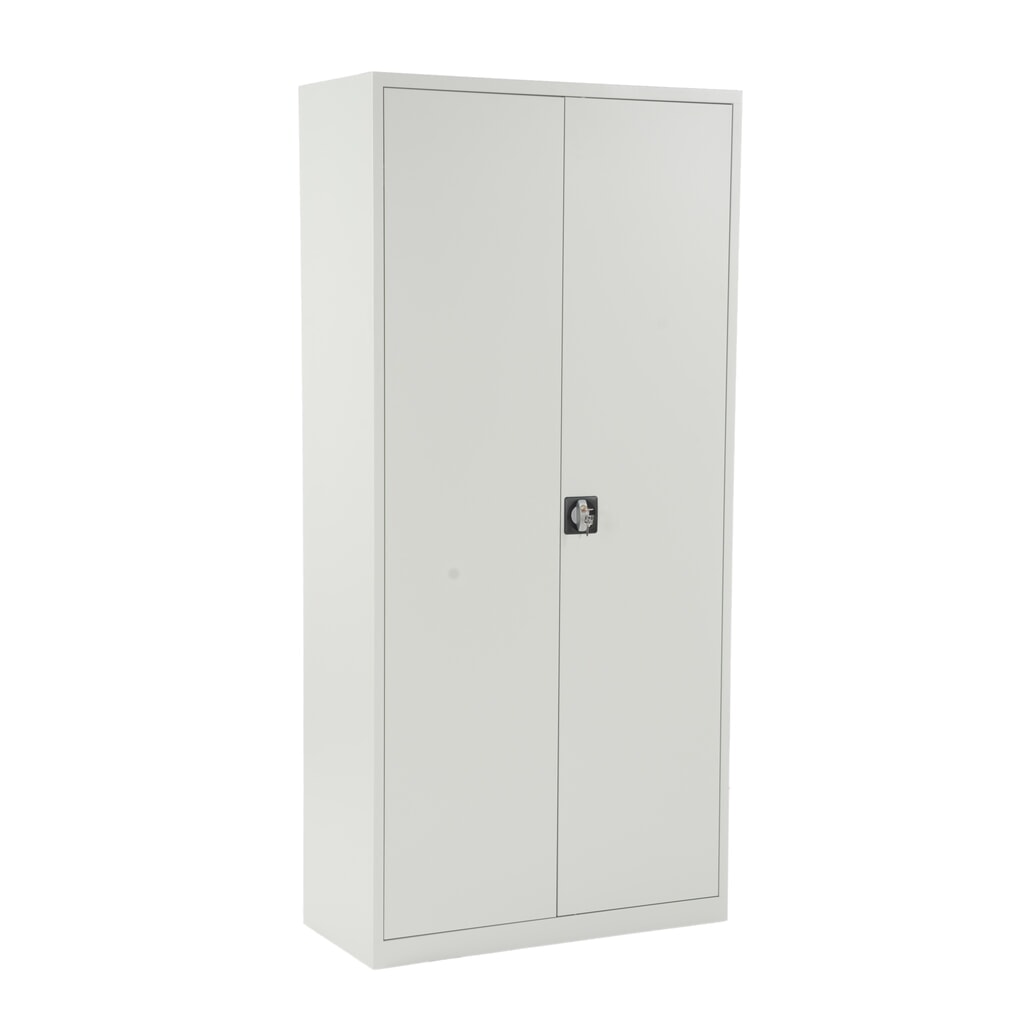 Immagine del prodotto: Armadio universale HEMMDAL HUS-1, serratura a blocchetto con spagnoletta, 4,5 ripiani per raccoglitori, AxLxP 1.800 x 800 x 380 mm, ripiani zincati, grigio chiaro