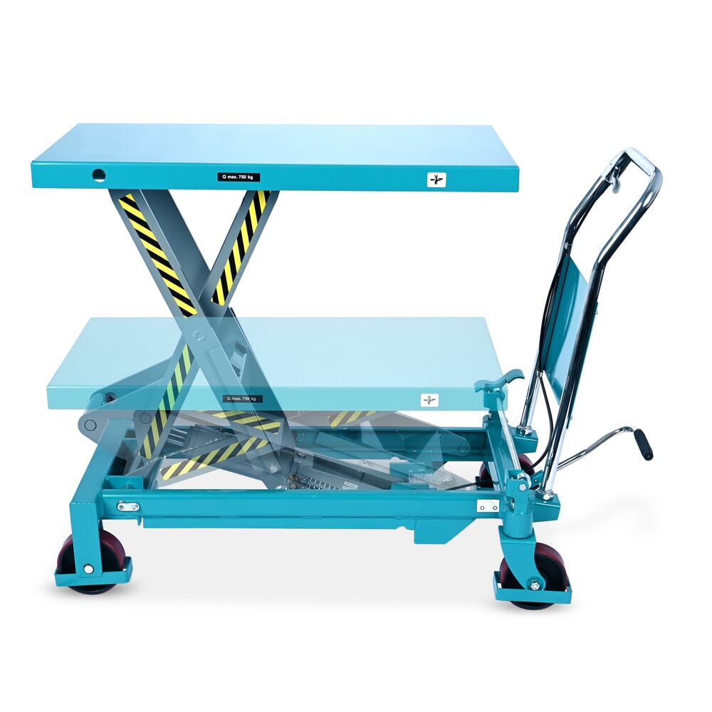 Immagine del prodotto n. 15: Carrello a pantografo con piano elevatore Ameise®, staffa fissa, portata 750 kg, piattaforma da 1.000 x 510 mm