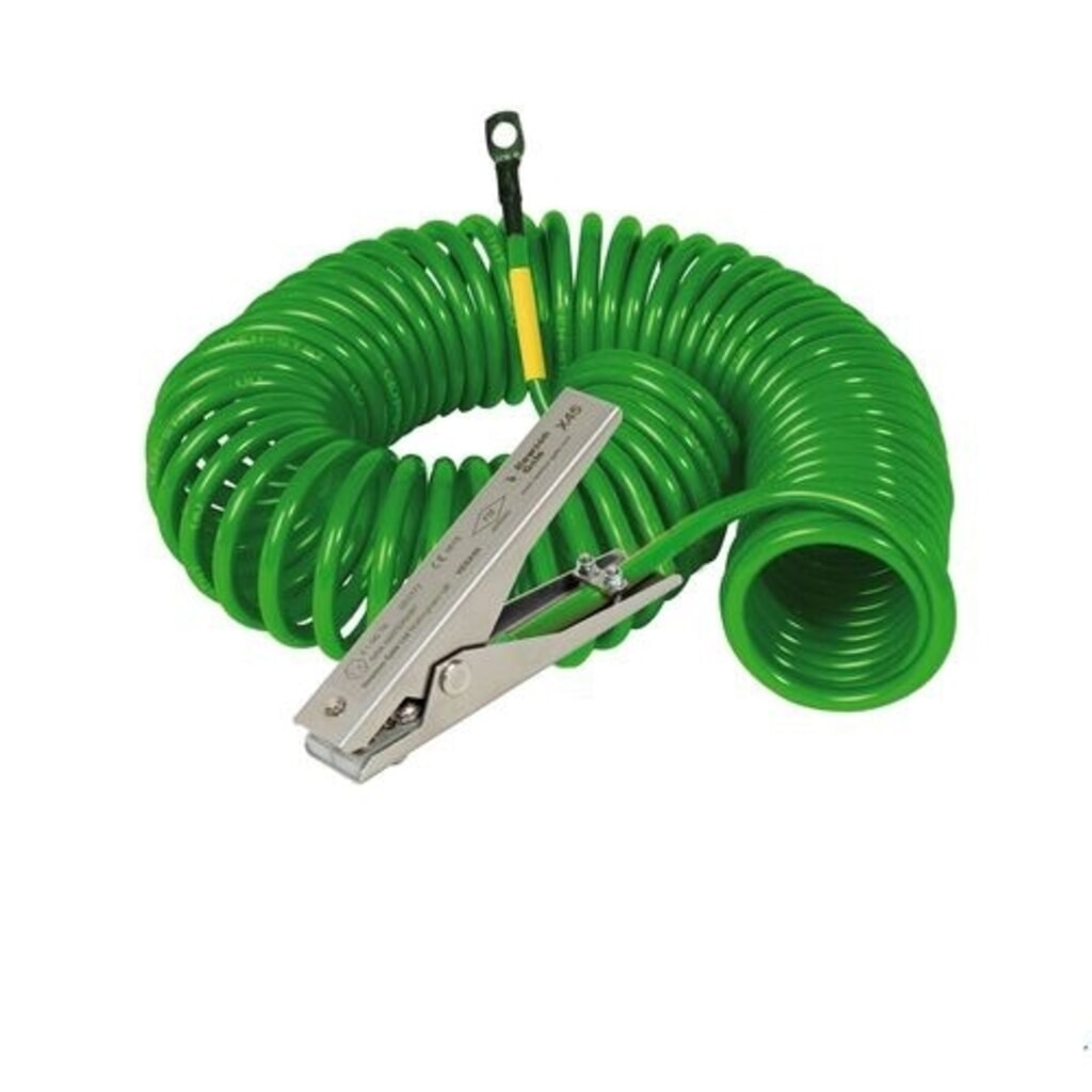 Denios cavo di messa a terra spiralato, 1 pinza di messa a terra in acciaio inox MD 120 mm, lunghezza di estensione 3 m, ATEX Immagine del prodotto: Denios cavo di messa a terra spiralato, 1 pinza di messa a terra in acciaio inox MD 120 mm, lunghezza di estensione 3 m, ATEX