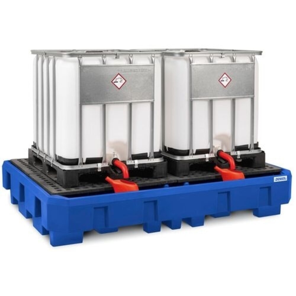 Immagine del prodotto: Denios vasca di raccolta in PE classic-line per 2 IBC, area di travaso e griglia in PE, HxBxT 485 x 2460 x 1800 mm