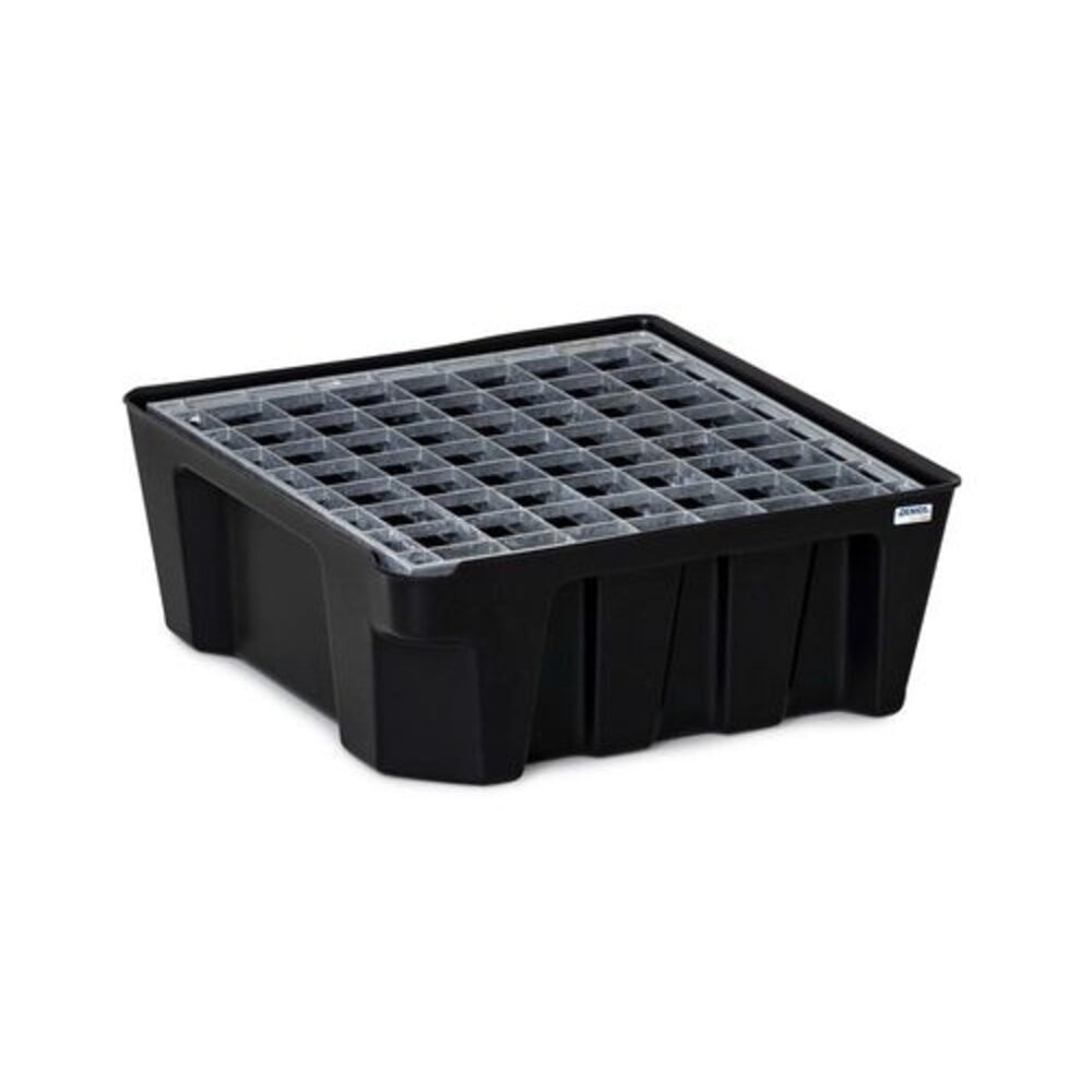 Immagine del prodotto: Denios vasca di raccolta per piccoli contenitori base-line in PE, altezza 160 mm, con scarico e griglia zincata, volume di raccolta 14 l