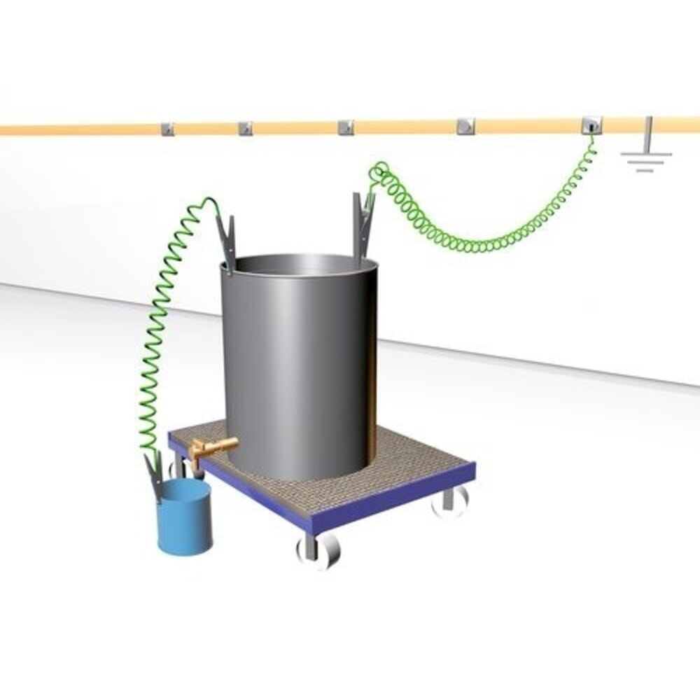 Immagine del prodotto n. 2: Denios cavo di messa a terra spiralato, 1 pinza di messa a terra in acciaio inox MD 120 mm, lunghezza di estensione 3 m, ATEX