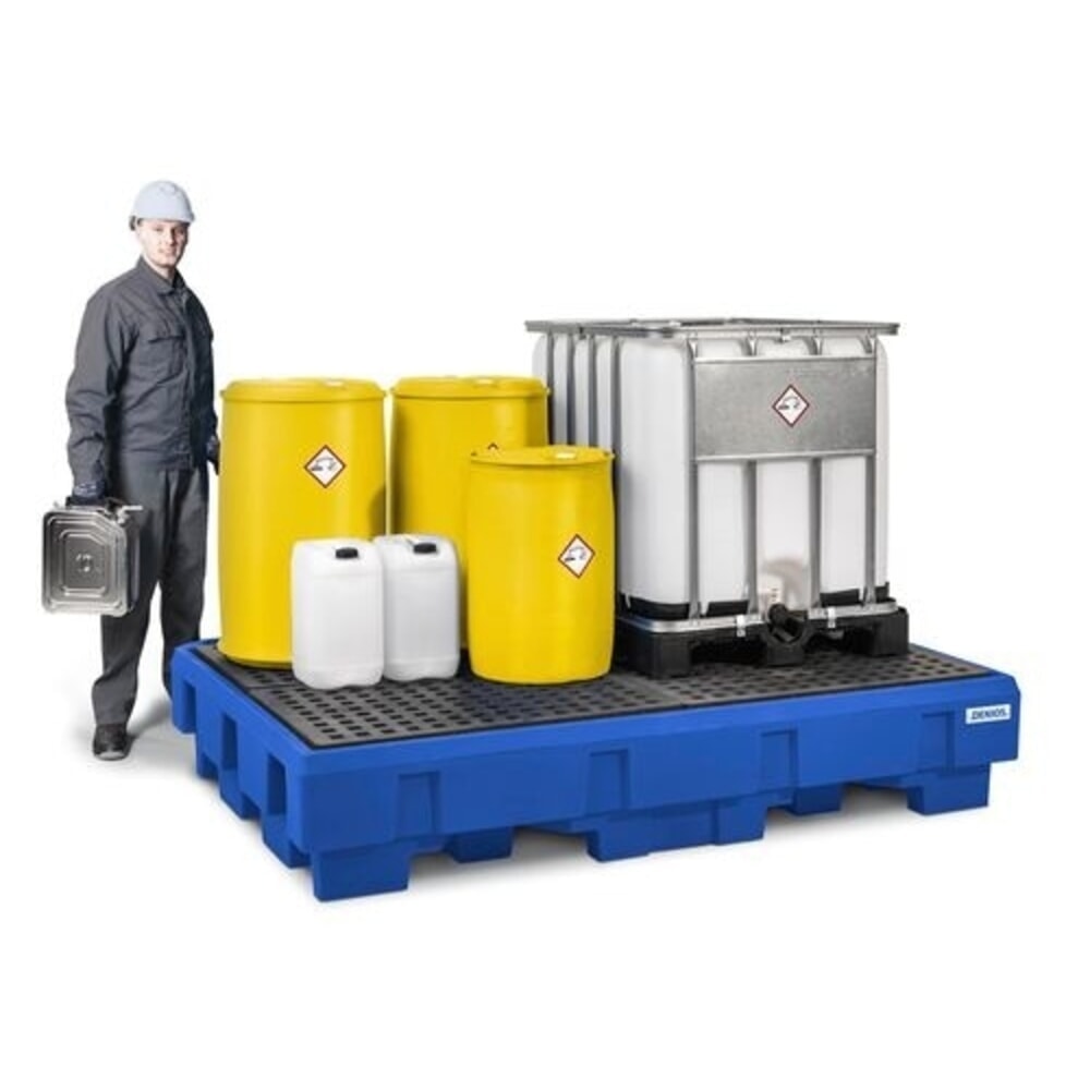 Immagine del prodotto n. 2: Denios vasca di raccolta in PE classic-line per 2 IBC, area di travaso e griglia in PE, HxBxT 485 x 2460 x 1800 mm