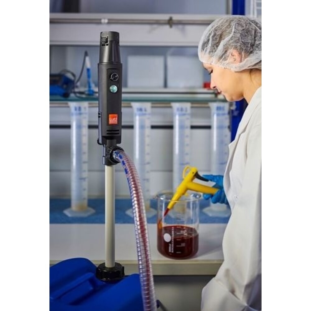 Immagine del prodotto n. 2: Denios pompa per fusti a batteria in polipropilene, tubo da 1,5 m, valvola di erogazione, 75 W, profondità di immersione 500 mm