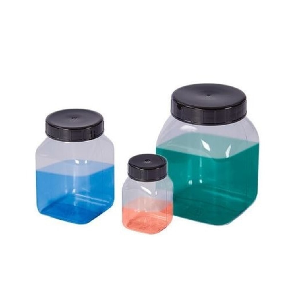 Denios bottiglie a bocca larga in PVC, quadrate, trasparenti naturali, 2000 ml, 6 pezzi Immagine del prodotto n. 3: Denios bottiglie a bocca larga in PVC, quadrate, trasparenti naturali, 2000 ml, 6 pezzi