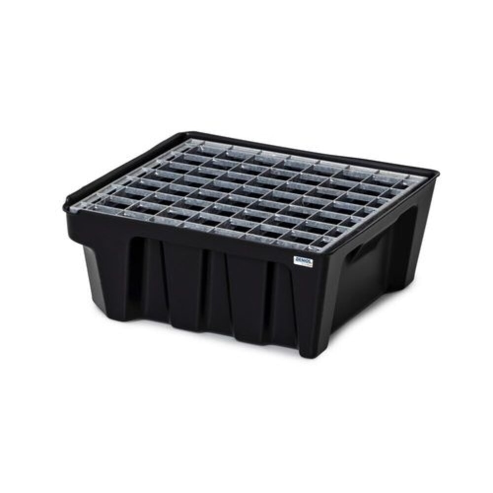Immagine del prodotto n. 2: Denios vasca di raccolta per piccoli contenitori base-line in PE, altezza 160 mm, con scarico e griglia zincata, volume di raccolta 14 l