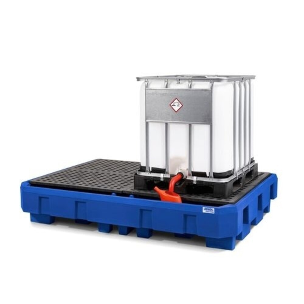 Immagine del prodotto n. 3: Denios vasca di raccolta in PE classic-line per 2 IBC, area di travaso e griglia in PE, HxBxT 485 x 2460 x 1800 mm
