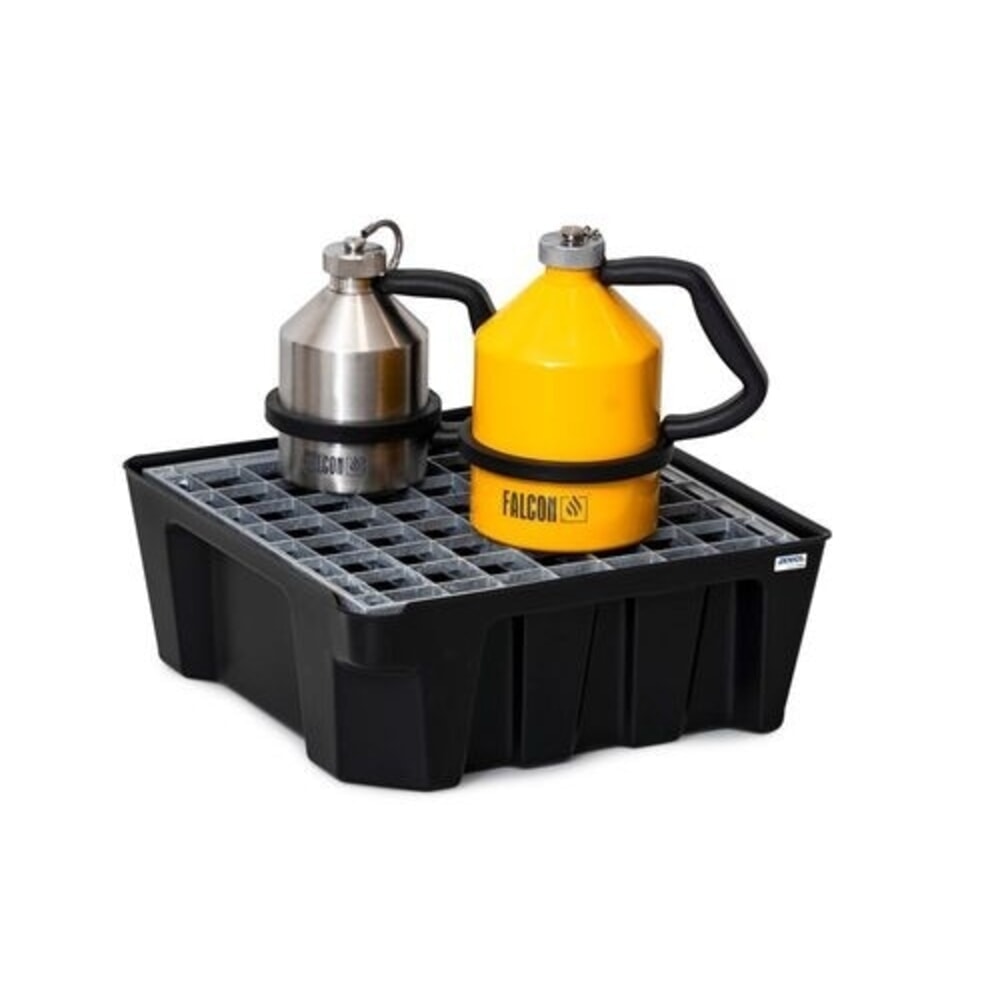 Immagine del prodotto n. 3: Denios vasca di raccolta per piccoli contenitori base-line in PE, altezza 160 mm, con scarico e griglia zincata, volume di raccolta 14 l