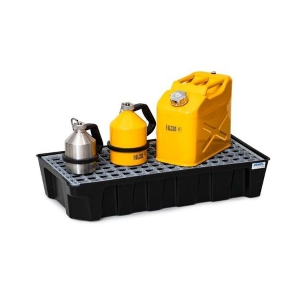 Immagine del prodotto n. 3: Denios vasca di raccolta per piccoli contenitori base-line in PE, altezza 160 mm, con scarico e griglia zincata, volume di raccolta 30 l