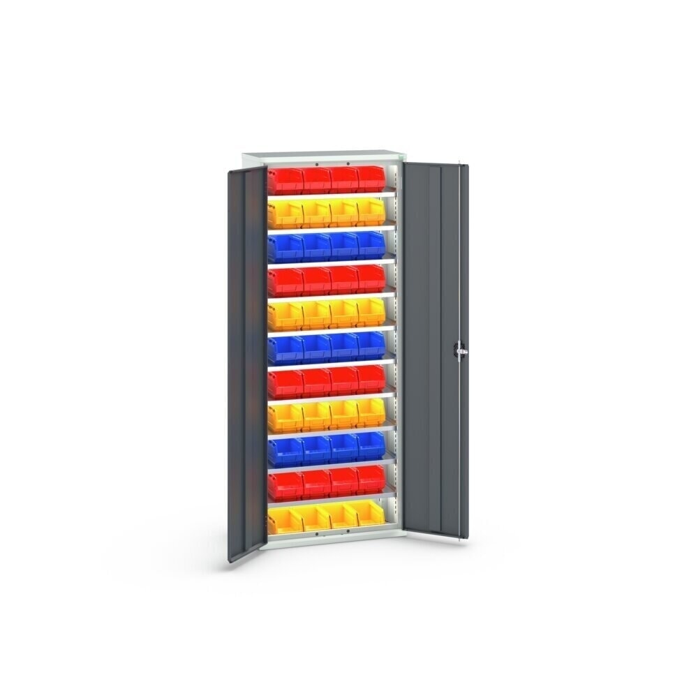 Immagine del prodotto n. 3: bott verso Armadio portaoggetti, con 10 ripiani e 44 contenitori a bocca di lupo, LxPxA: 800 x 350 x 2000 mm