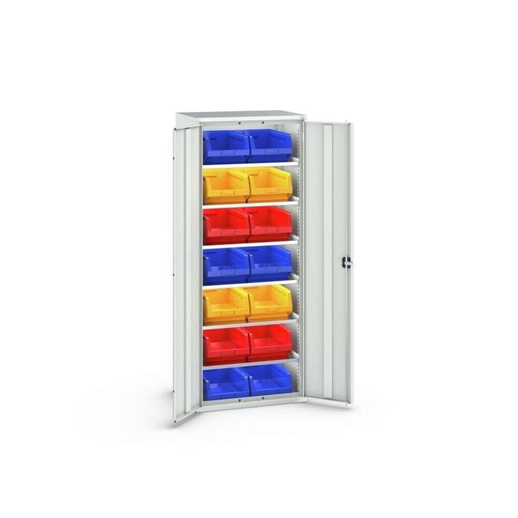 Immagine del prodotto n. 3: bott verso Armadio portaoggetti, con 6 ripiani e 14 contenitori a bocca di lupo, LxPxA: 800 x 550 x 2000 mm