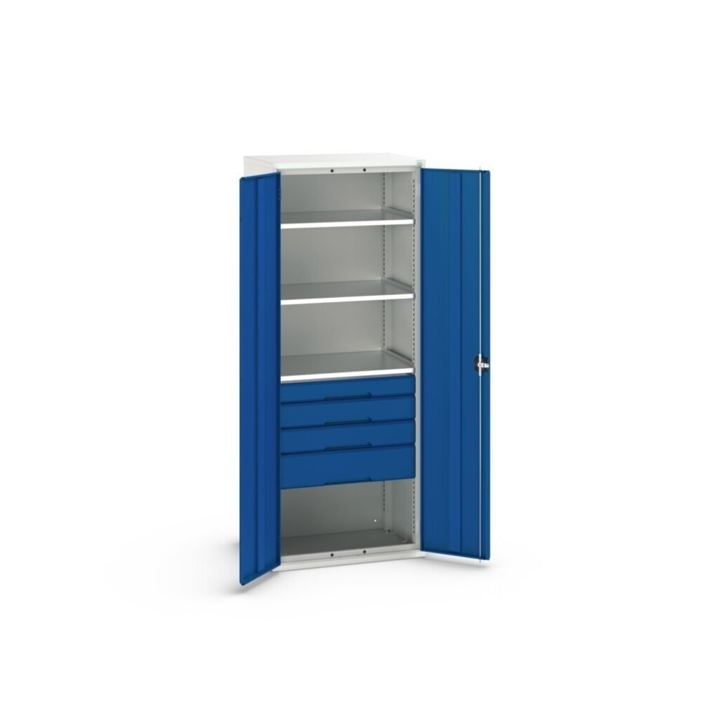 bott verso Armadio ad ante battenti con cassetti, con 3 ripiani e 4 cassetti, LxPxA: 800 x 550 x 2000 mm Immagine del prodotto n. 3: bott verso Armadio ad ante battenti con cassetti, con 3 ripiani e 4 cassetti, LxPxA: 800 x 550 x 2000 mm