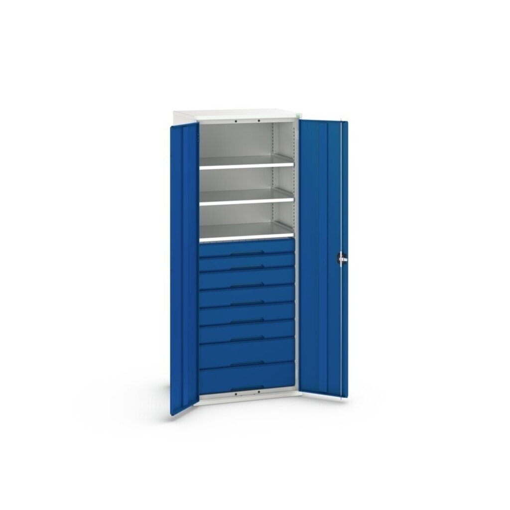 bott verso Armadio ad ante battenti con cassetti, con 3 ripiani e 8 cassetti, LxPxA: 800 x 550 x 2000 mm Immagine del prodotto n. 3: bott verso Armadio ad ante battenti con cassetti, con 3 ripiani e 8 cassetti, LxPxA: 800 x 550 x 2000 mm