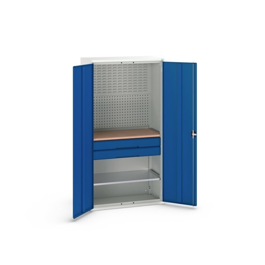bott verso Armadio ad ante battenti con 2 cassetti, con 2 ripiani e parete posteriore, LxPxA: 1050 x 550 x 2000 mm Immagine del prodotto n. 3: bott verso Armadio ad ante battenti con 2 cassetti, con 2 ripiani e parete posteriore, LxPxA: 1050 x 550 x 2000 mm