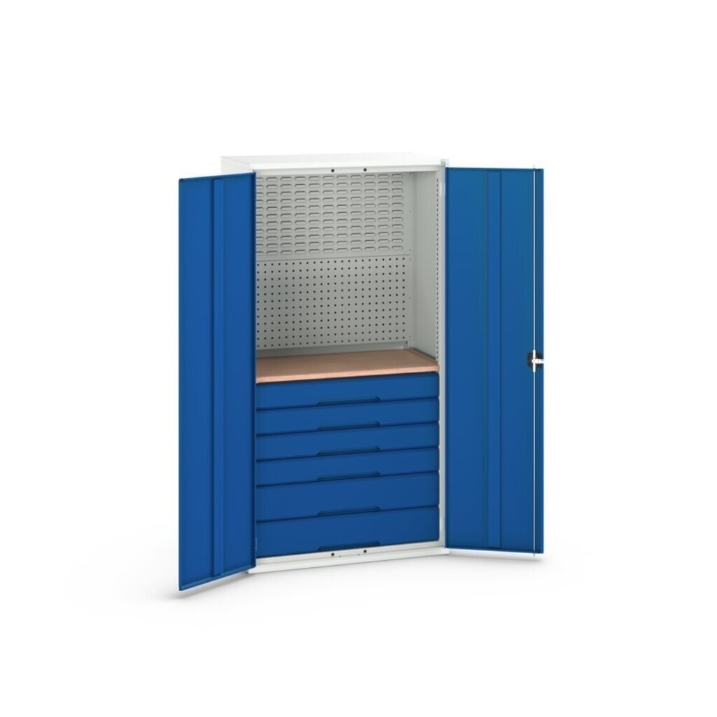 Immagine del prodotto n. 4: bott verso Armadio ad ante battenti con 6 cassetti, con parete posteriore e piano di lavoro, LxPxA: 1050 x 550 x 2000 mm