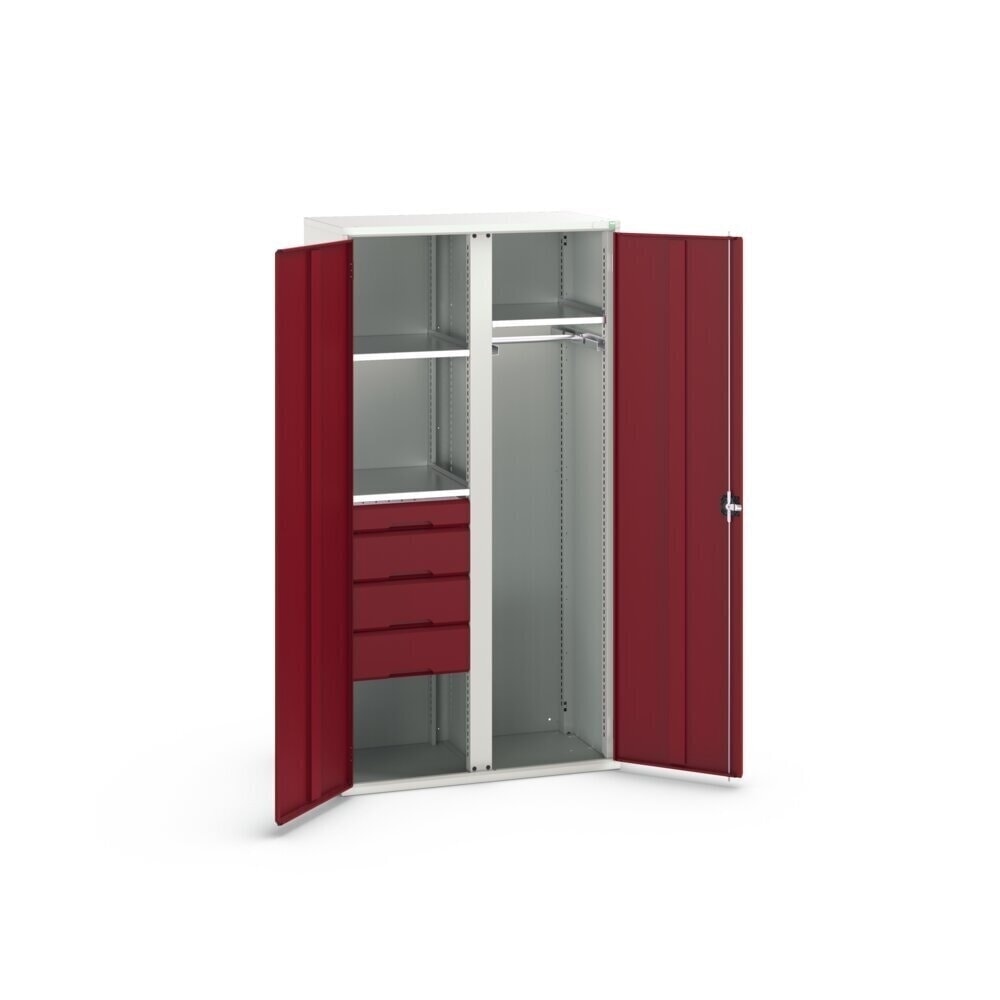 Immagine del prodotto n. 3: bott verso Armadio ad ante battenti con 4 cassetti, con 3 ripiani e 1 asta appendiabiti, LxPxA: 1050 x 550 x 2000 mm