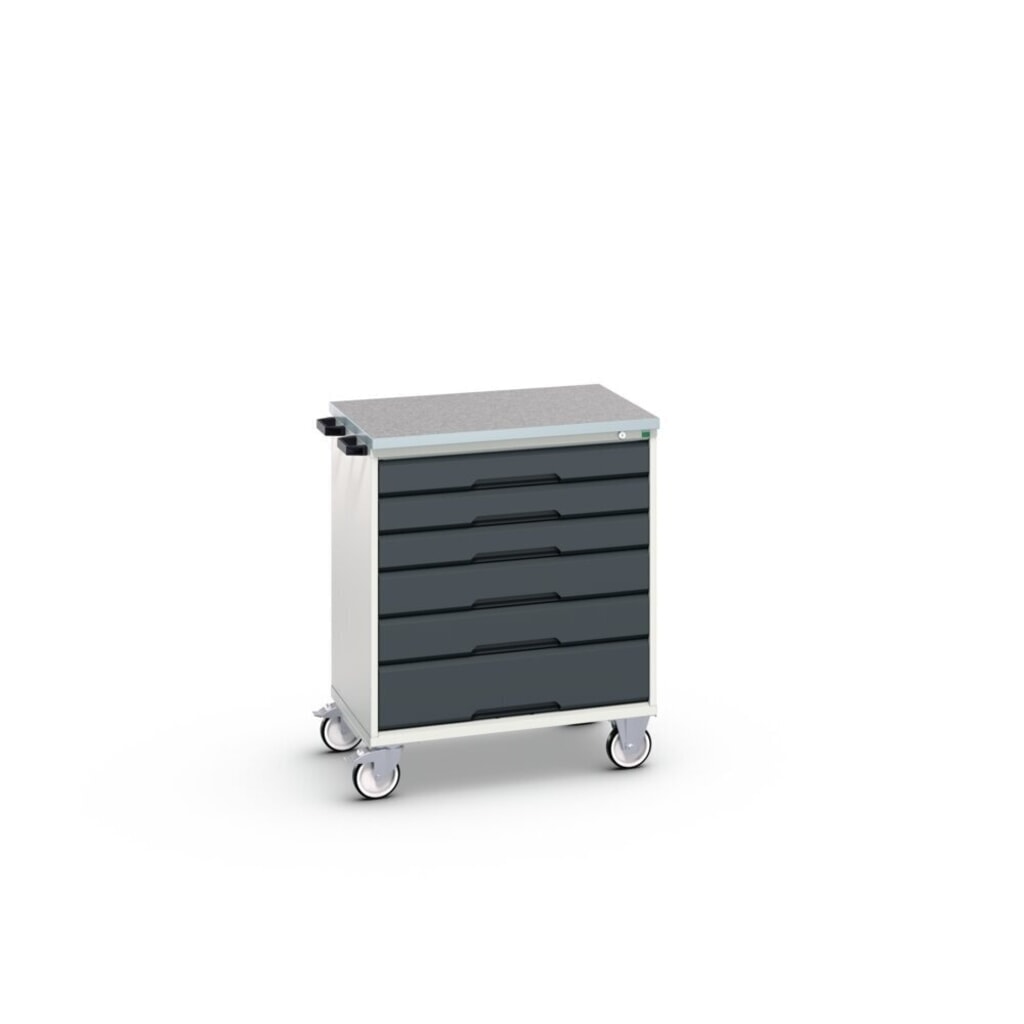 bott verso Cassettiera mobile, con 6 cassetti e piano in linoleum, LxPxA: 800 x 600 x 980 mm Immagine del prodotto n. 2: bott verso Cassettiera mobile, con 6 cassetti e piano in linoleum, LxPxA: 800 x 600 x 980 mm