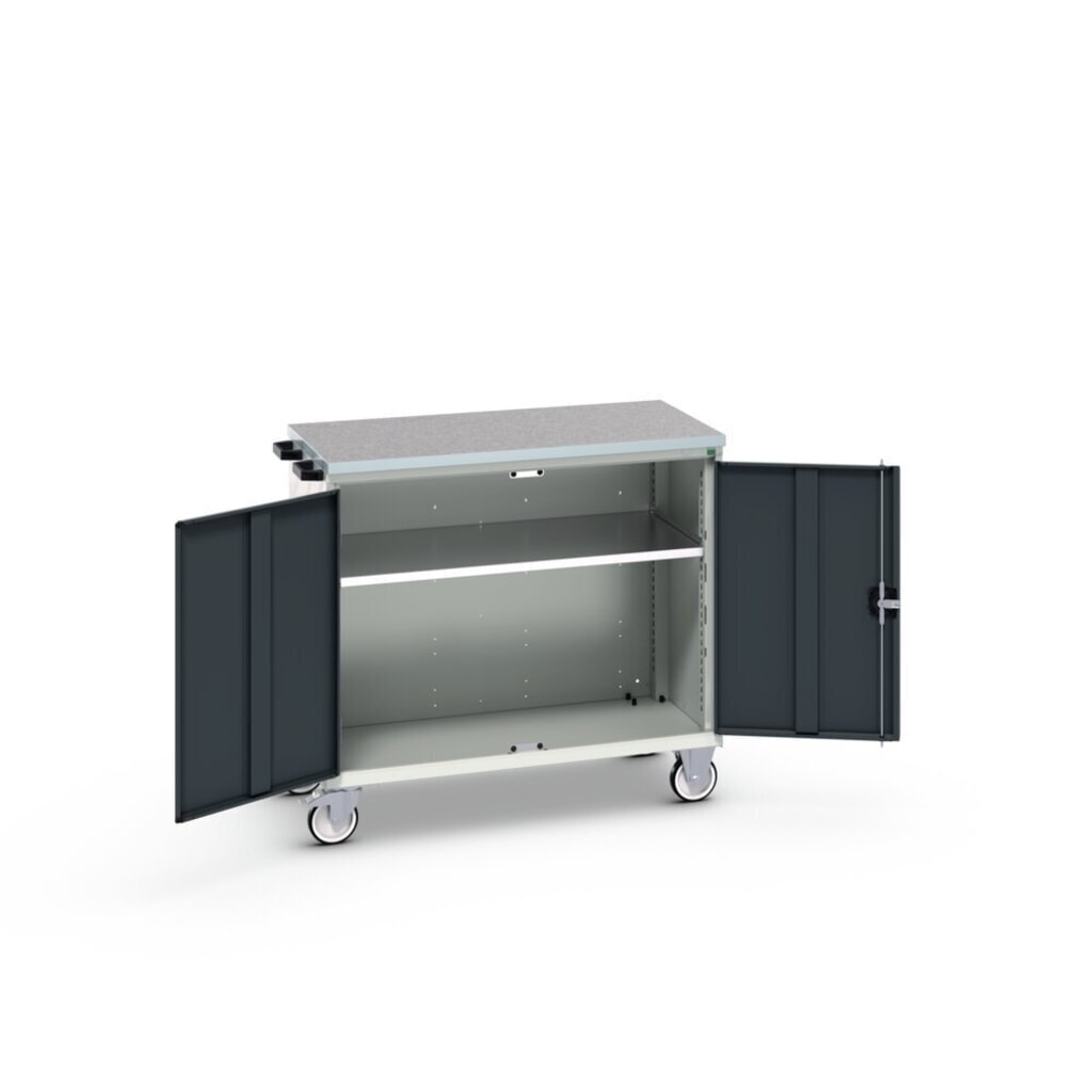 bott verso Cassettiera mobile, con 2 ante, ripiano e piano in linoleum, LxPxA: 1050 x 600 x 980 mm Immagine del prodotto n. 2: bott verso Cassettiera mobile, con 2 ante, ripiano e piano in linoleum, LxPxA: 1050 x 600 x 980 mm