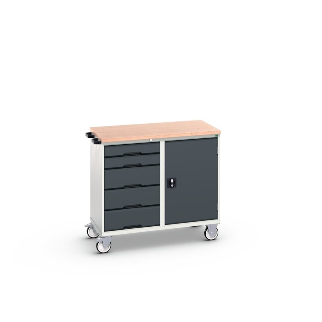 bott verso Carrello di montaggio, con 5 cassetti, anta e piano in multiplex, LxPxA: 1050 x 600 x 980 mm Immagine del prodotto n. 2: bott verso Carrello di montaggio, con 5 cassetti, anta e piano in multiplex, LxPxA: 1050 x 600 x 980 mm