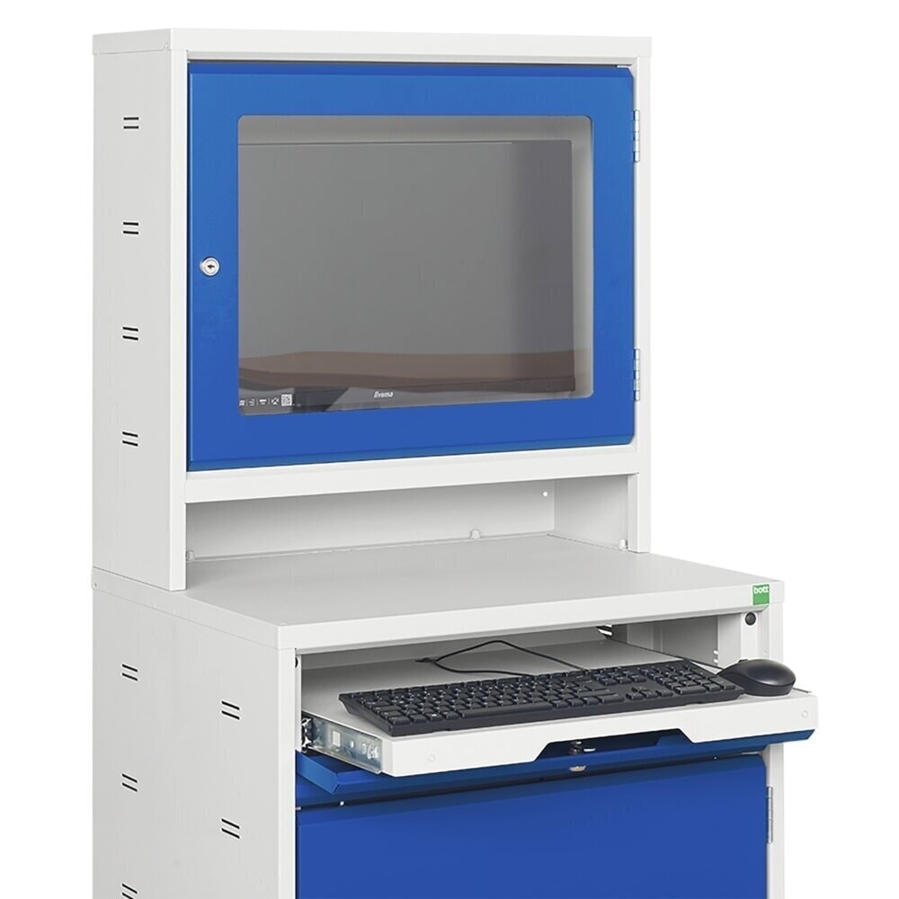 Immagine del prodotto n. 3: bott verso Mobile porta-computer con vano schermo, con pensile, 1 ripiano, 1 ripiano estraibile, LxPxA: 650 x 550 x 1650 mm