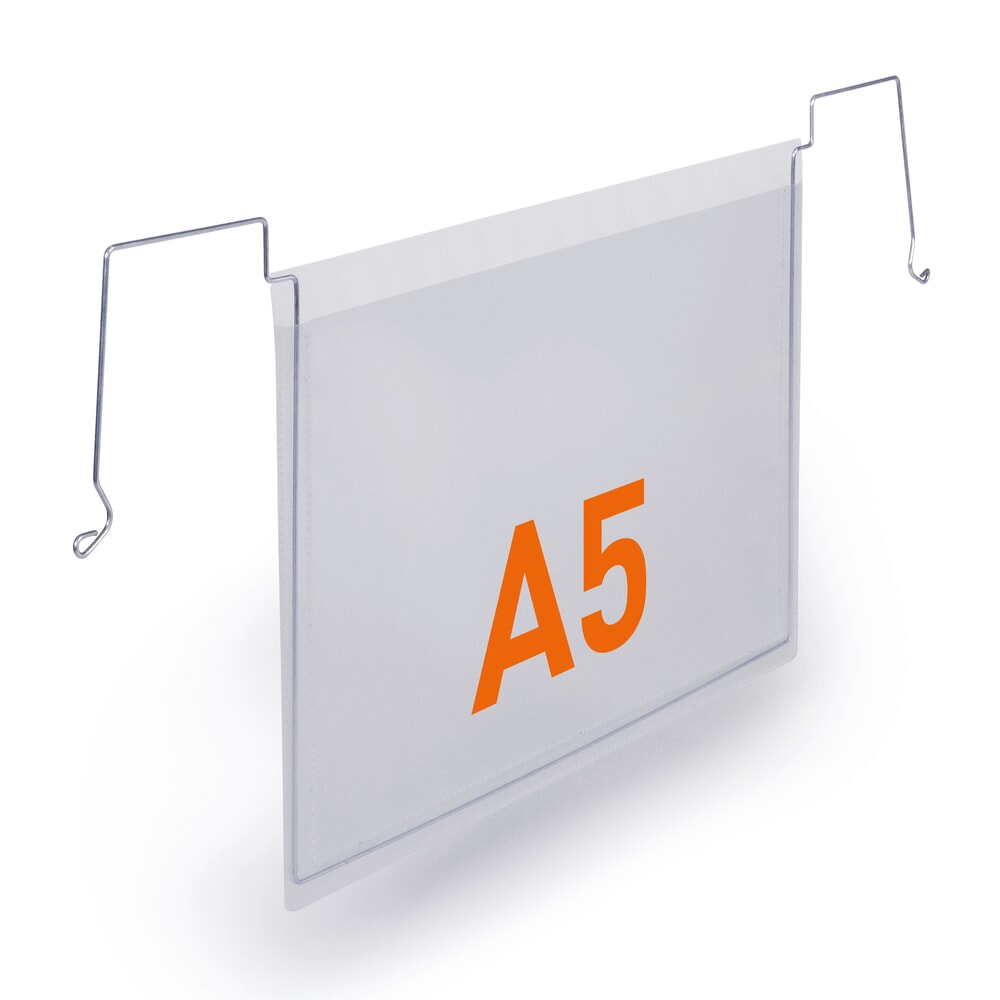 Immagine del prodotto n. 3: DURABLE tasca portadocumenti con staffe in filo metallico, DIN A5 orizzontale, aperta
