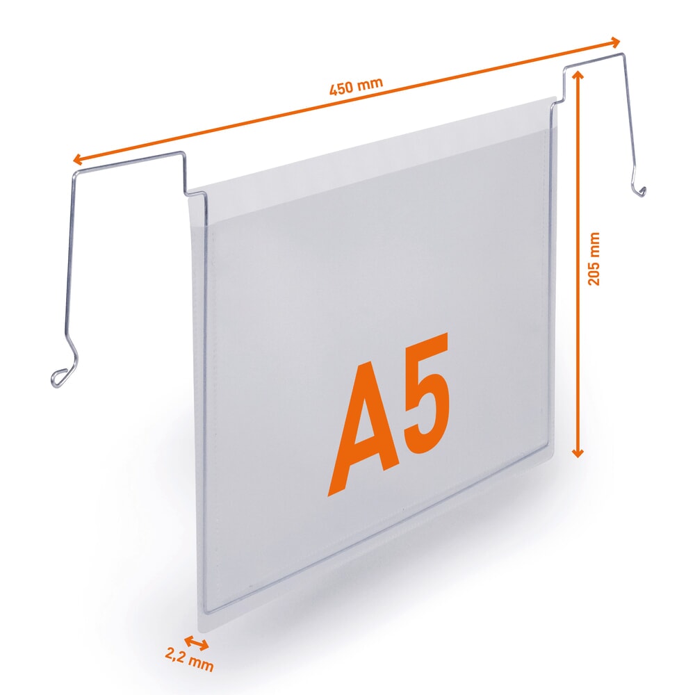 Immagine del prodotto n. 4: DURABLE tasca portadocumenti con staffe in filo metallico, DIN A5 orizzontale, aperta