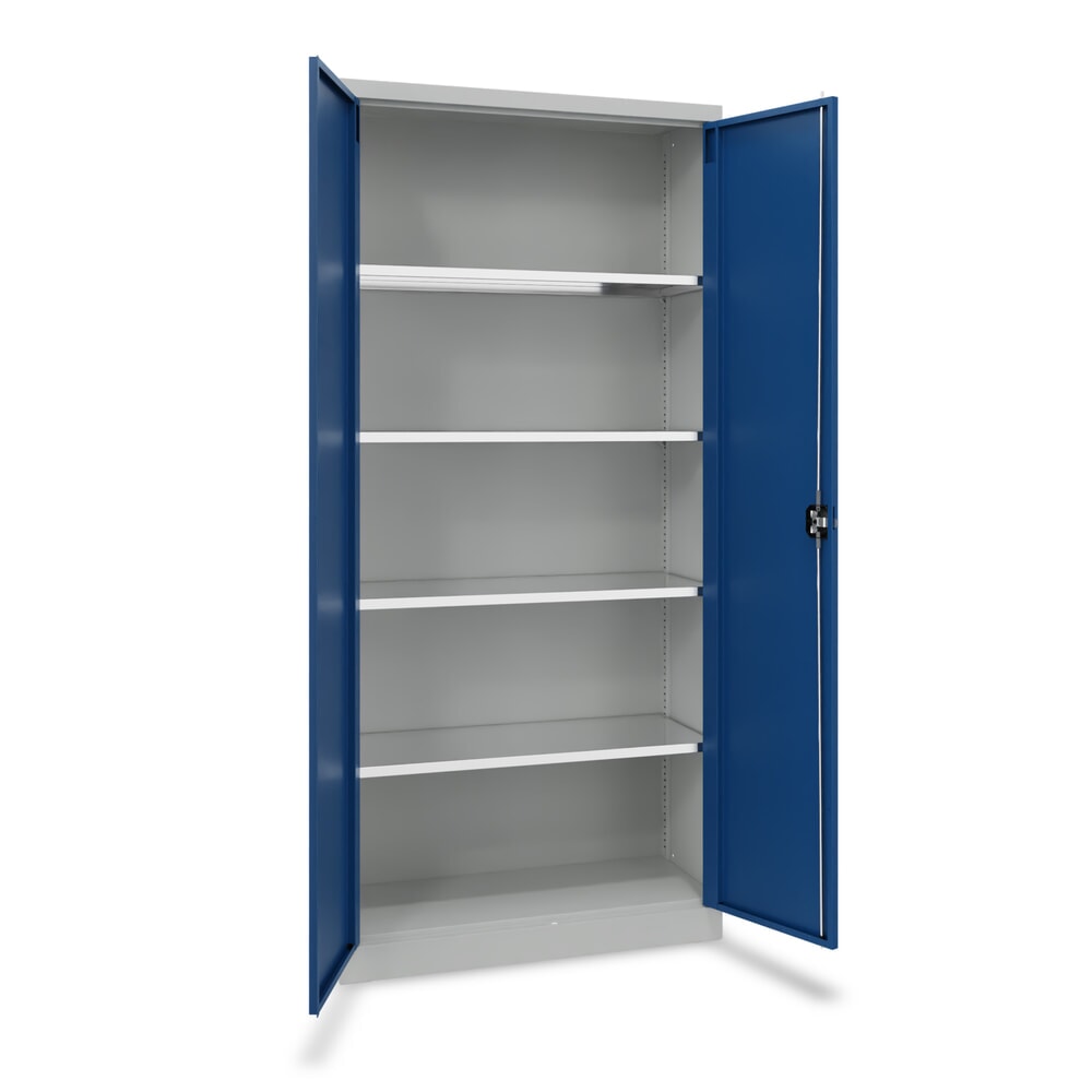 Immagine del prodotto: Armadio con ante a battente Steinbock® con ripiani zincati, AxLxP 1950 x 890 x 415 mm, grigio chiaro/blu genziana