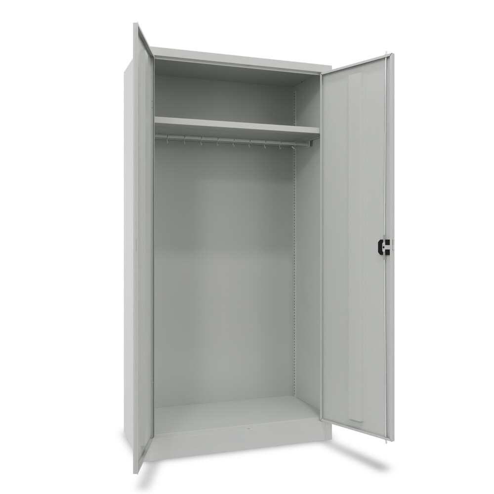 Immagine del prodotto: PAVOY armadio con ante a battente, ripiano per cappelli zincato e asta appendiabiti, AxLxP 1950 x 1000 x 500 mm, grigio chiaro/grigio chiaro