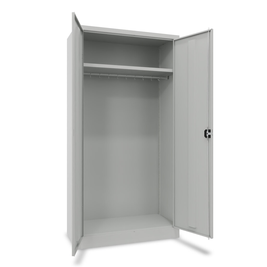 Immagine del prodotto: PAVOY armadio con ante a battente, ripiano per cappelli zincato e asta appendiabiti, AxLxP 1950 x 1000 x 500 mm, grigio chiaro/grigio chiaro