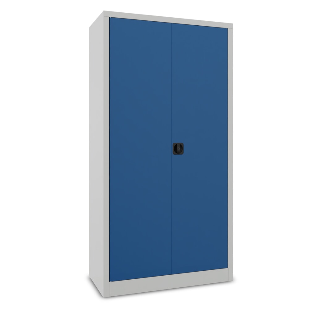 Immagine del prodotto n. 2: Armadio con ante a battente PAVOY con ripiano per cappelli, divisorio, ripiani verniciati a polvere e asta appendiabiti, AxLxP 1950 x 1000 x 400 mm, grigio chiaro/blu genziana