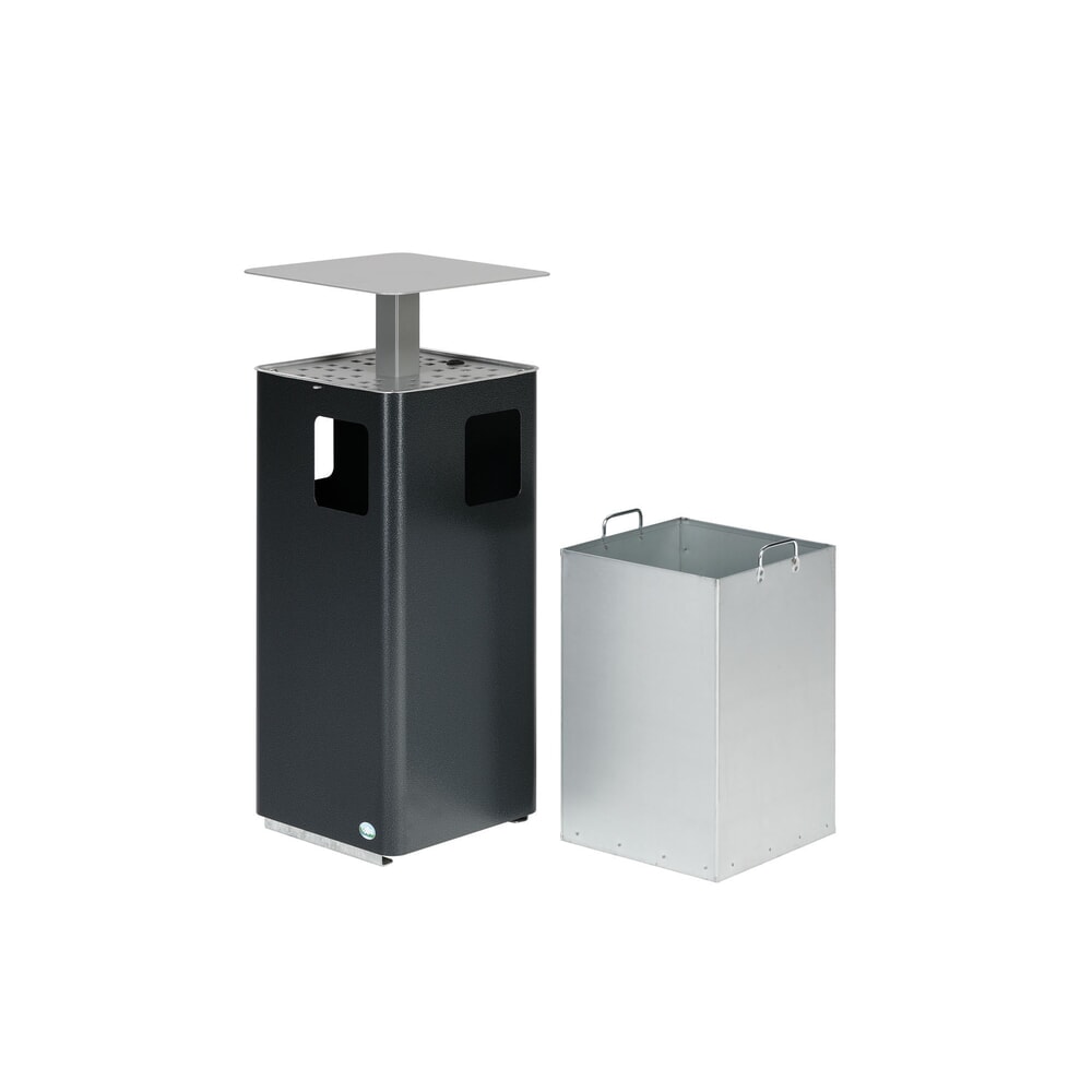 Immagine del prodotto n. 3: Posacenere combinato VAR® E14, con 3 aperture di inserimento e tettuccio con serratura, argento anticato