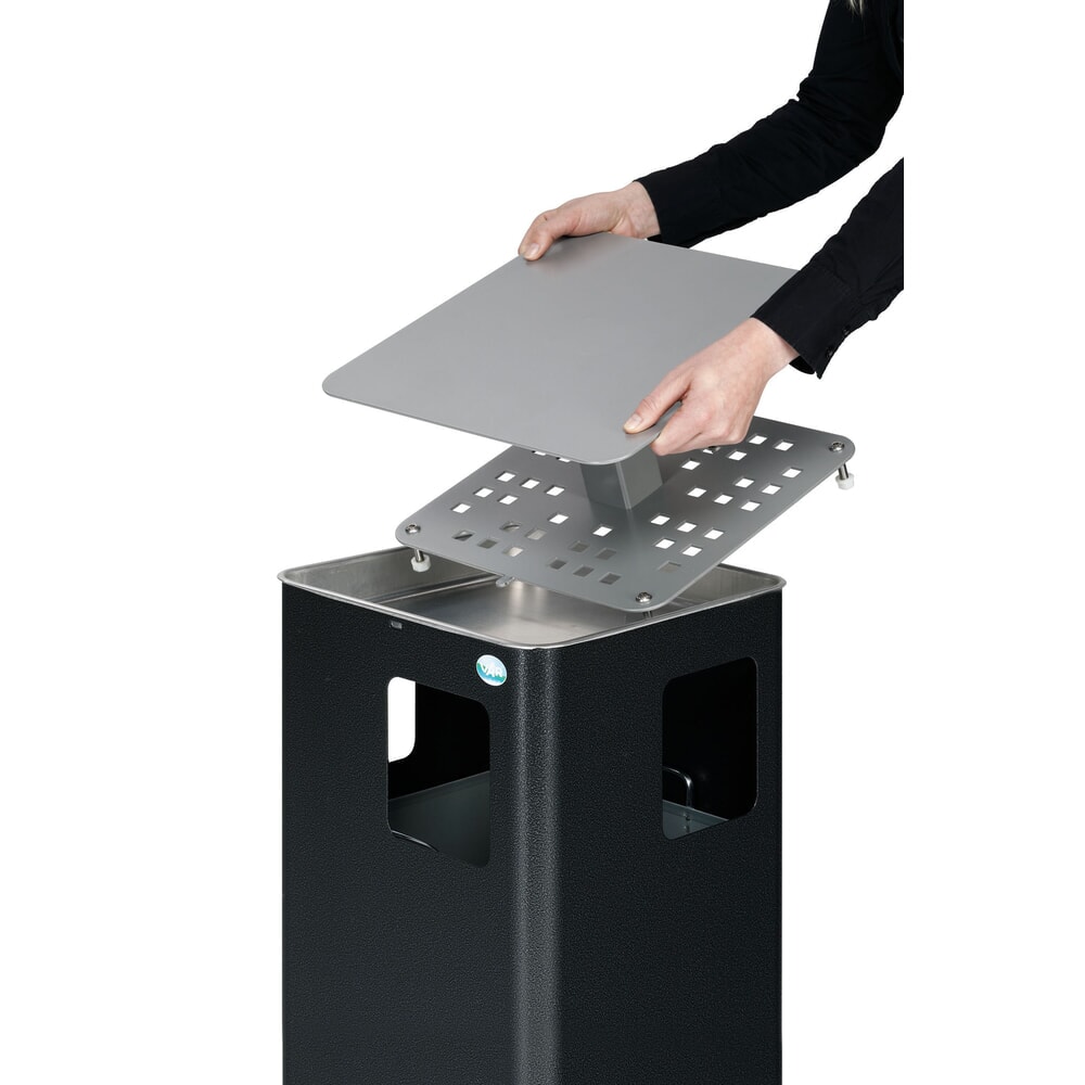 Immagine del prodotto n. 4: Posacenere combinato VAR® E14, con 3 aperture di inserimento e tettuccio con serratura, argento anticato