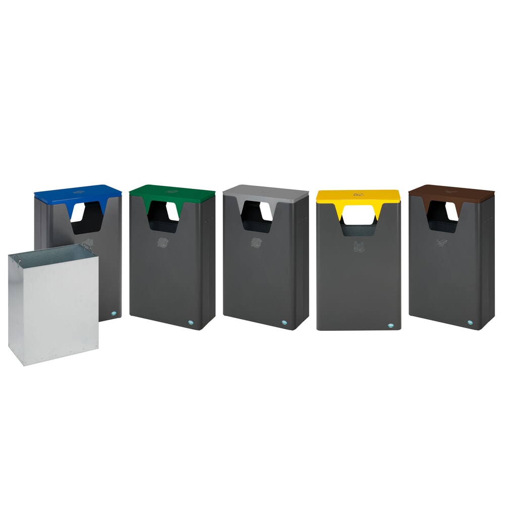 Immagine del prodotto n. 3: Contenitore per materiali riciclabili VAR® WSG 82, per esterni, con 2 aperture di inserimento, volume 60 litri, grigio chiaro