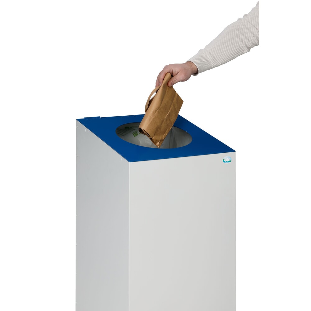 Immagine del prodotto n. 4: Contenitore per materiali riciclabili VAR® WSG 38, con anello di serraggio e apertura rotonda, grigio chiaro, blu genziana