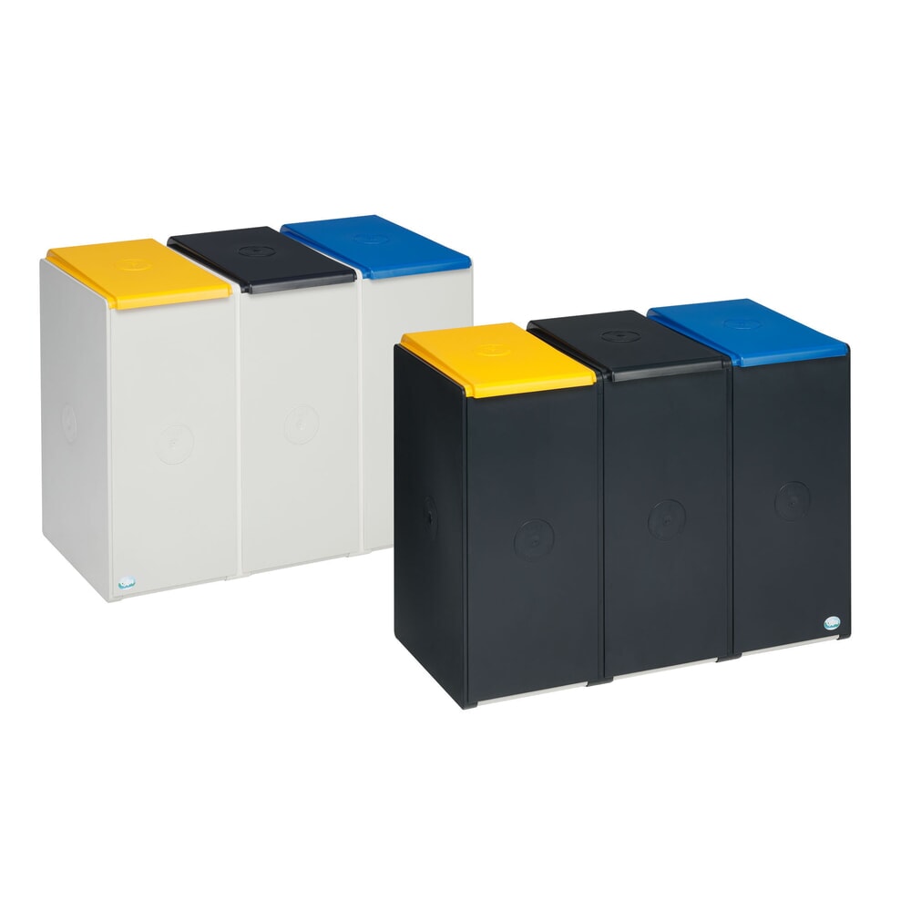 Immagine del prodotto n. 2: Contenitore per materiali riciclabili VAR®, capacità 3 x 40 litri, con 3 coperchi colorati