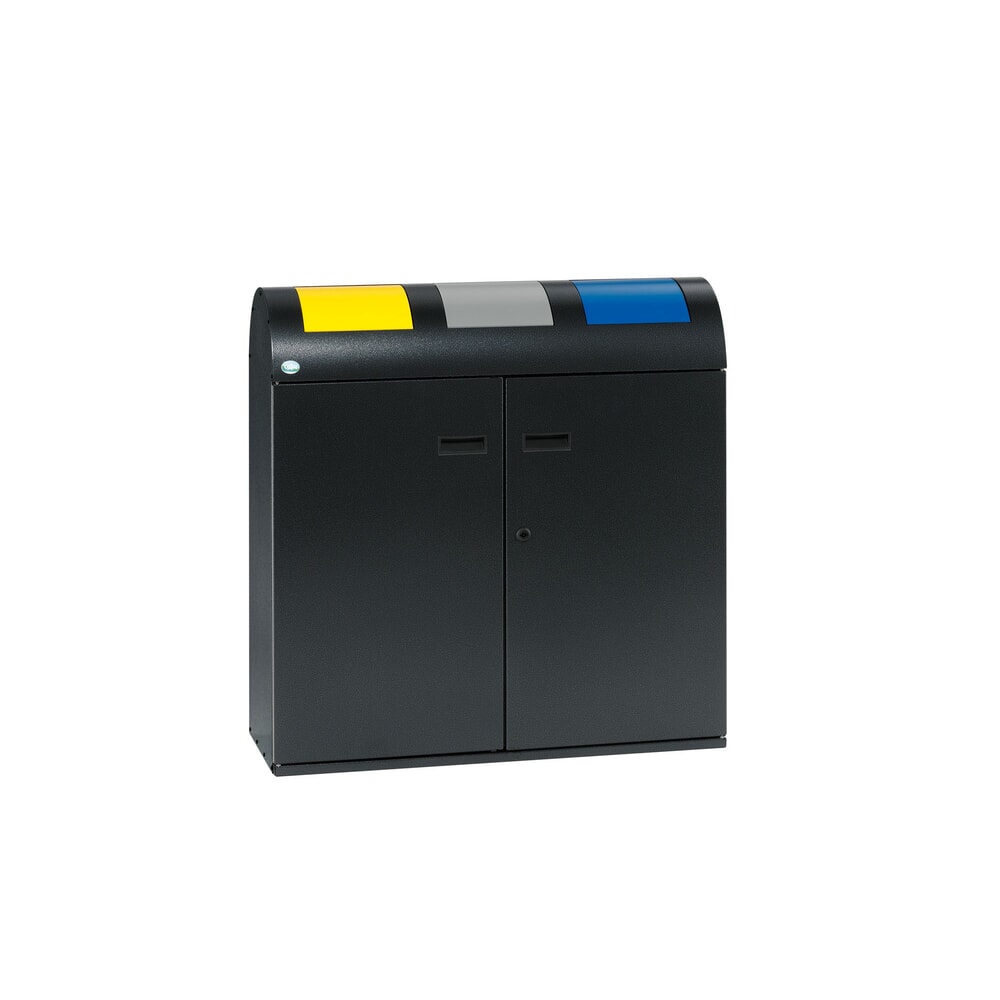 Immagine del prodotto: Contenitore per materiali riciclabili VAR® WSS 75, con 3 contenitori interni e sportelli di introduzione autochiudenti, con testa arrotondata, argento anticato