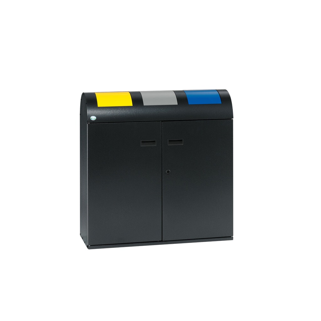 Immagine del prodotto: Contenitore per materiali riciclabili VAR® WSS 75, con 3 contenitori interni e sportelli di introduzione autochiudenti, con testa arrotondata, argento anticato