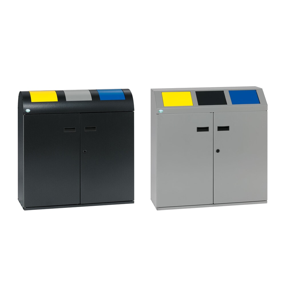 Immagine del prodotto n. 4: Contenitore per materiali riciclabili VAR® WSS 75, con 3 contenitori interni e sportelli di introduzione autochiudenti, con testa arrotondata, argento