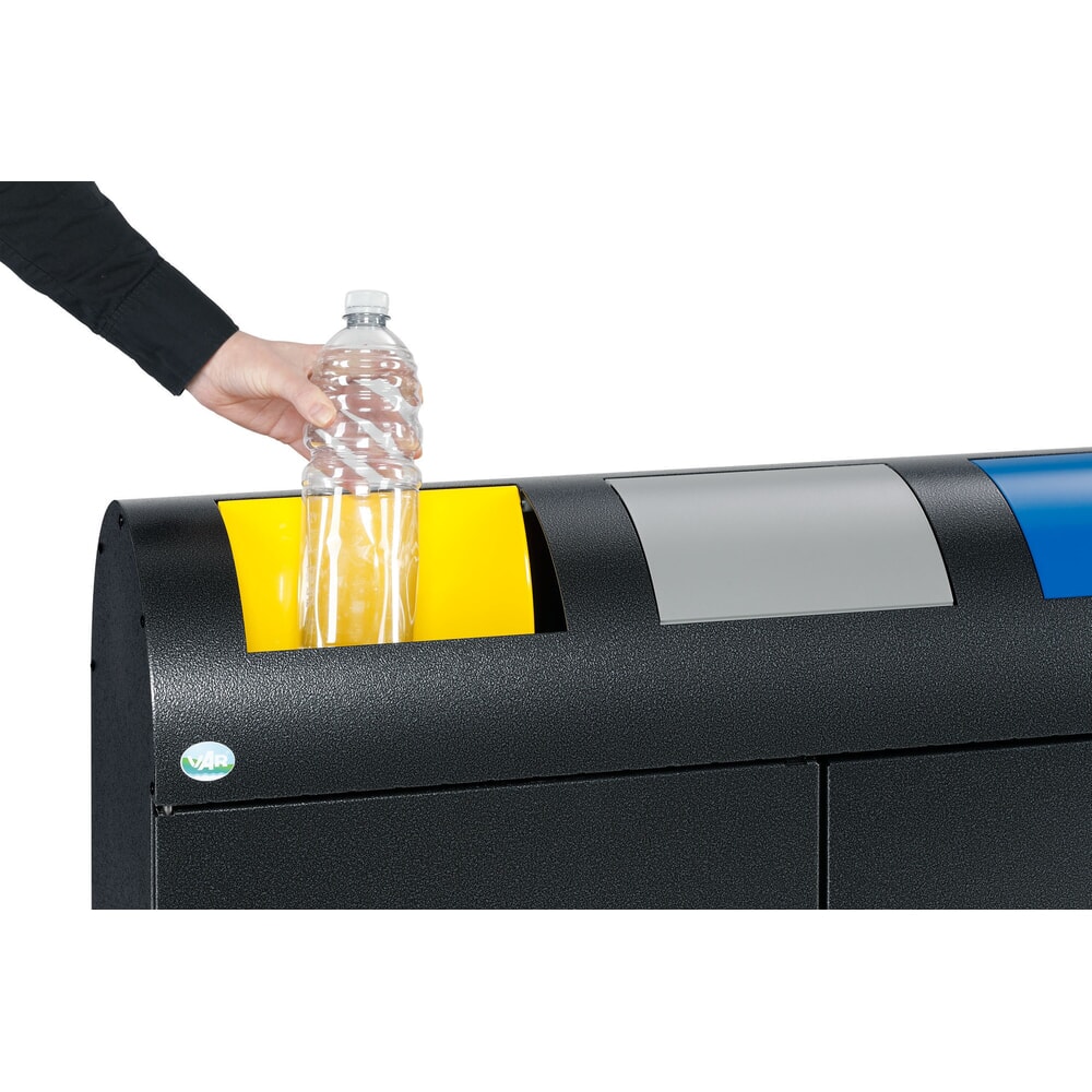 Immagine del prodotto n. 5: Contenitore per materiali riciclabili VAR® WSS 75, con 3 contenitori interni e sportelli di introduzione autochiudenti, con testa arrotondata, argento