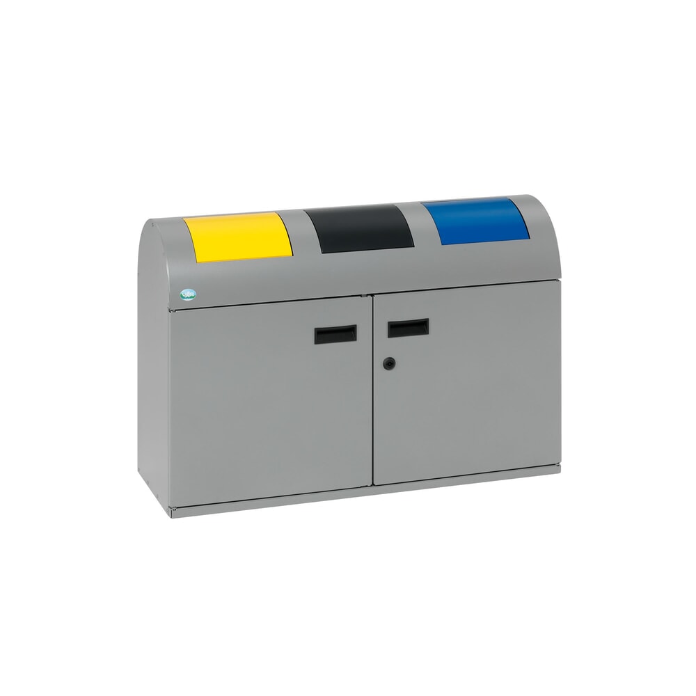 Immagine del prodotto: Contenitore per materiali riciclabili VAR® WSS 50, con 3 contenitori interni e sportelli di introduzione autochiudenti, con testa arrotondata, argento