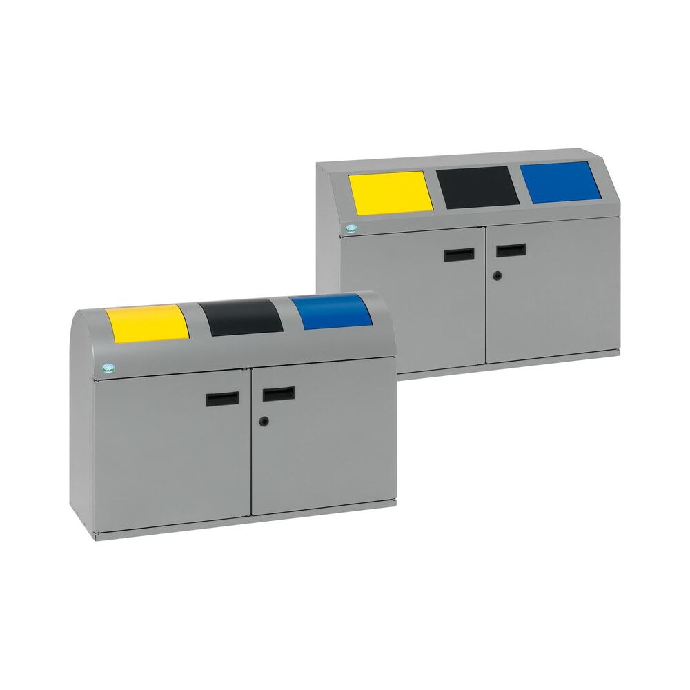 Immagine del prodotto n. 4: Contenitore per materiali riciclabili VAR® WSS 50, con 3 contenitori interni e sportelli di introduzione autochiudenti, con testa arrotondata, argento