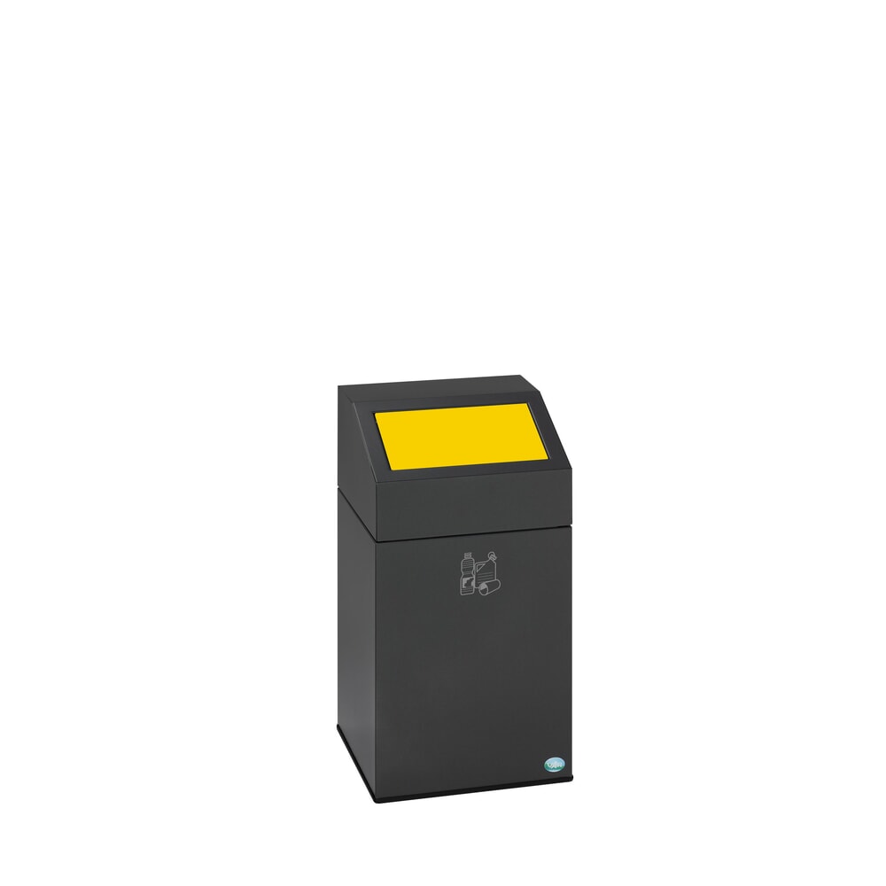 Immagine del prodotto: Contenitore per materiali riciclabili VAR® WSG 40E, per ambienti interni, autoestinguente, capacità 43 litri, grigio micaceo, giallo traffico