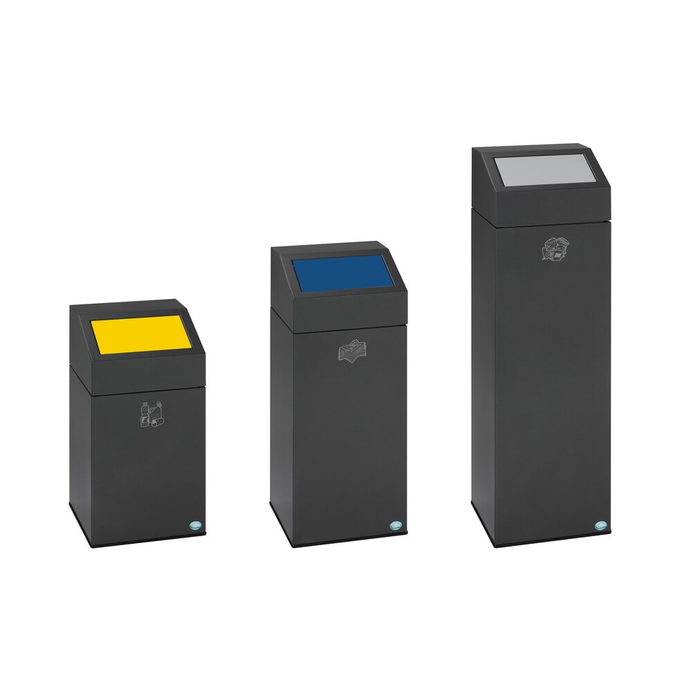 Immagine del prodotto n. 2: Contenitore per materiali riciclabili VAR® WSG 40E, per ambienti interni, autoestinguente, capacità 43 litri, grigio micaceo, giallo traffico