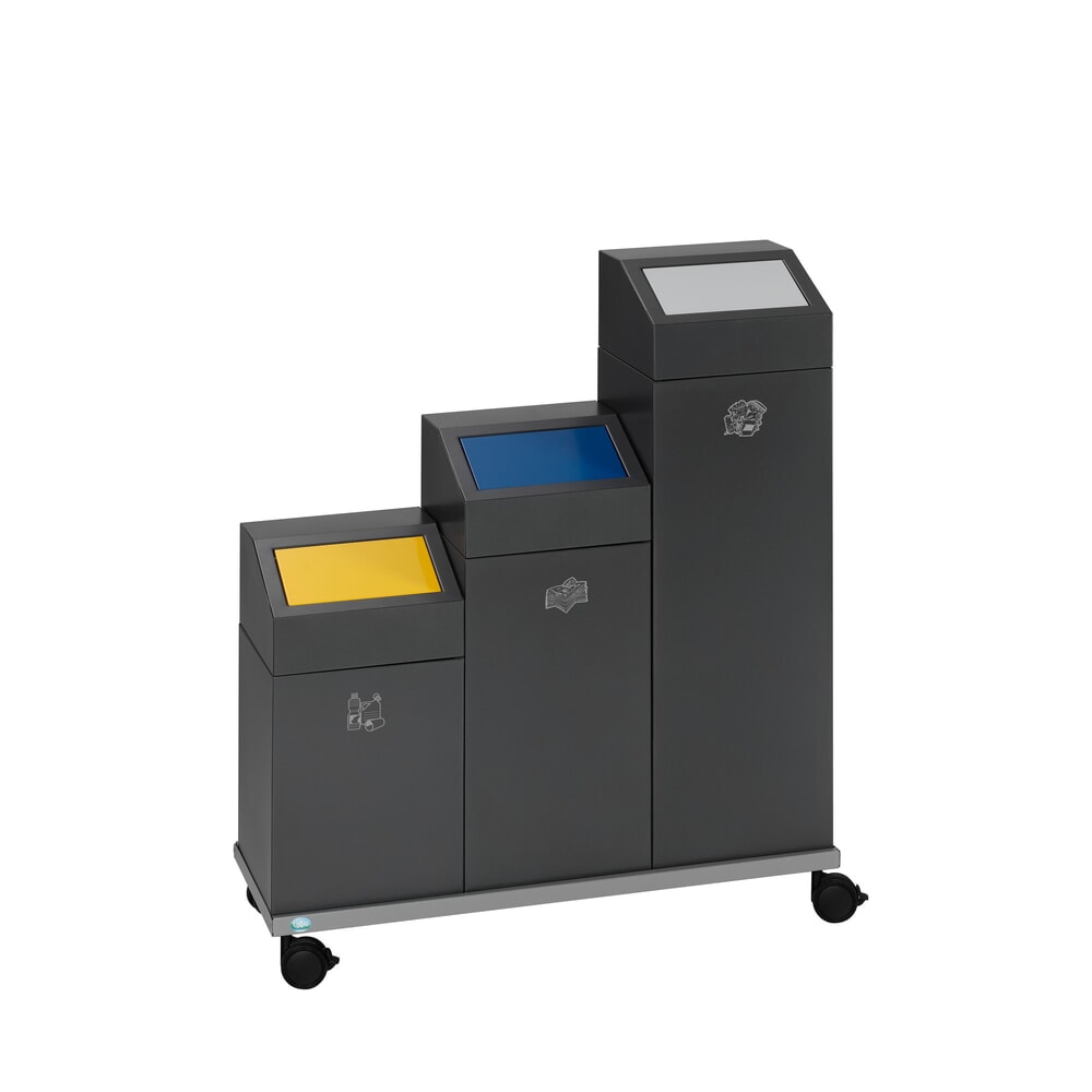 Immagine del prodotto n. 3: Contenitore per materiali riciclabili VAR® WSG 40E, per ambienti interni, autoestinguente, capacità 43 litri, grigio micaceo, giallo traffico